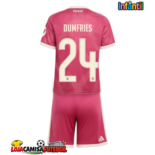 Camisa de Futebol Real Madrid Denzel Dumfries #24 Equipamento Alternativo Infantil 2026-27 Manga Curta (+ Calças curtas)